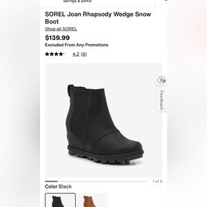 Sorel Black Joan Rhapsody Wedge Boot